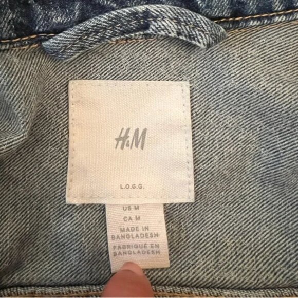 H&M Stonewashed Denim Jacket, Blue, Size Medium - Picture 3 of 5